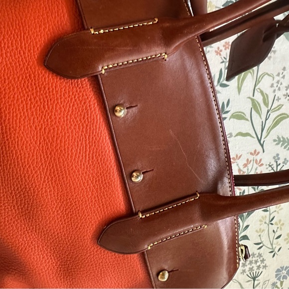 Dooney and Bourke Wilson Satchel in Orange Pebble Leather Large - Picture 7 of 10